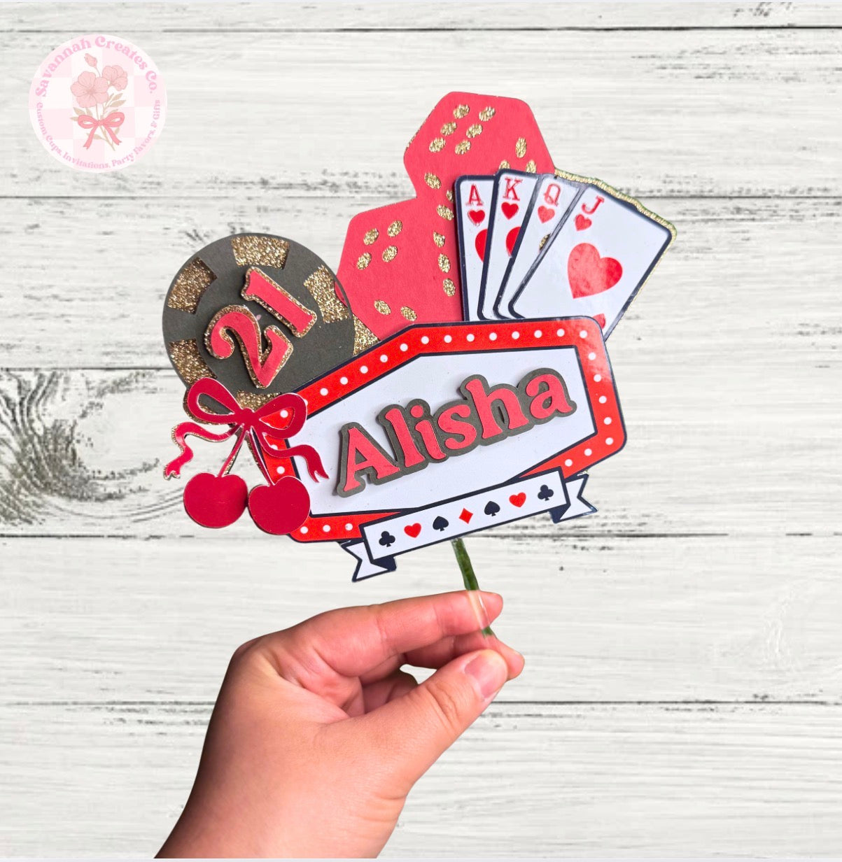 Personalized Casino Birthday Cake Topper | Vegas Poker