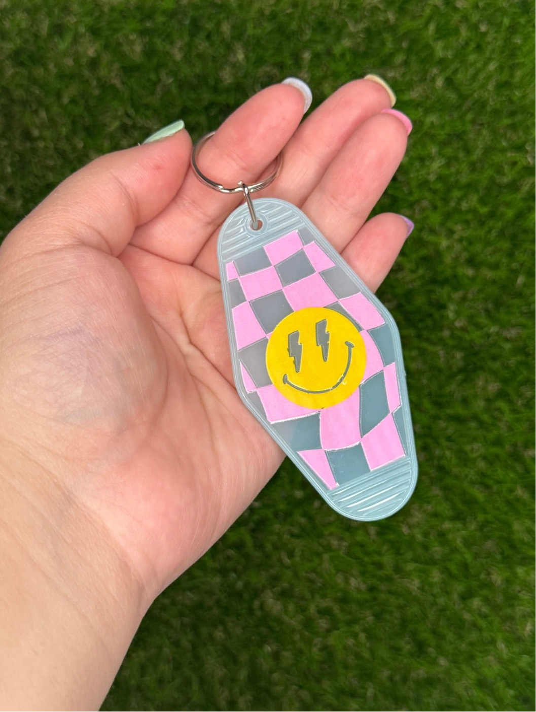 Checkered Smile Motel Keychain