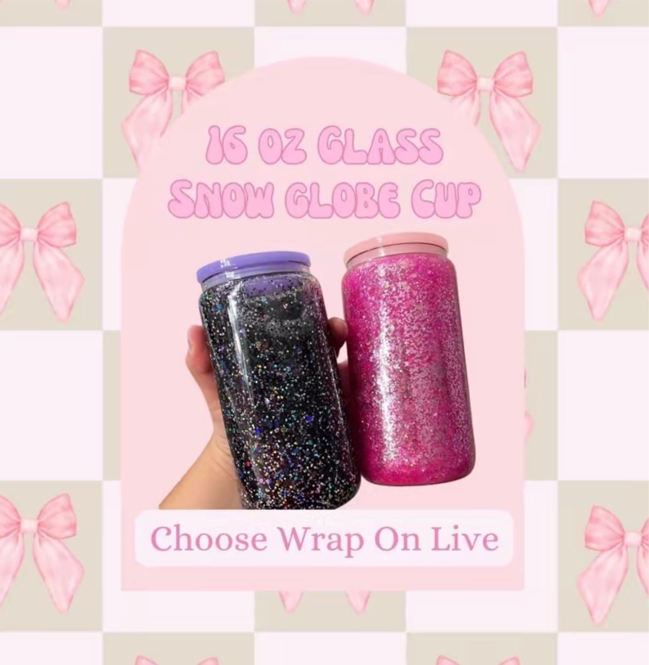 16 oz Glass Snow Globe Cup