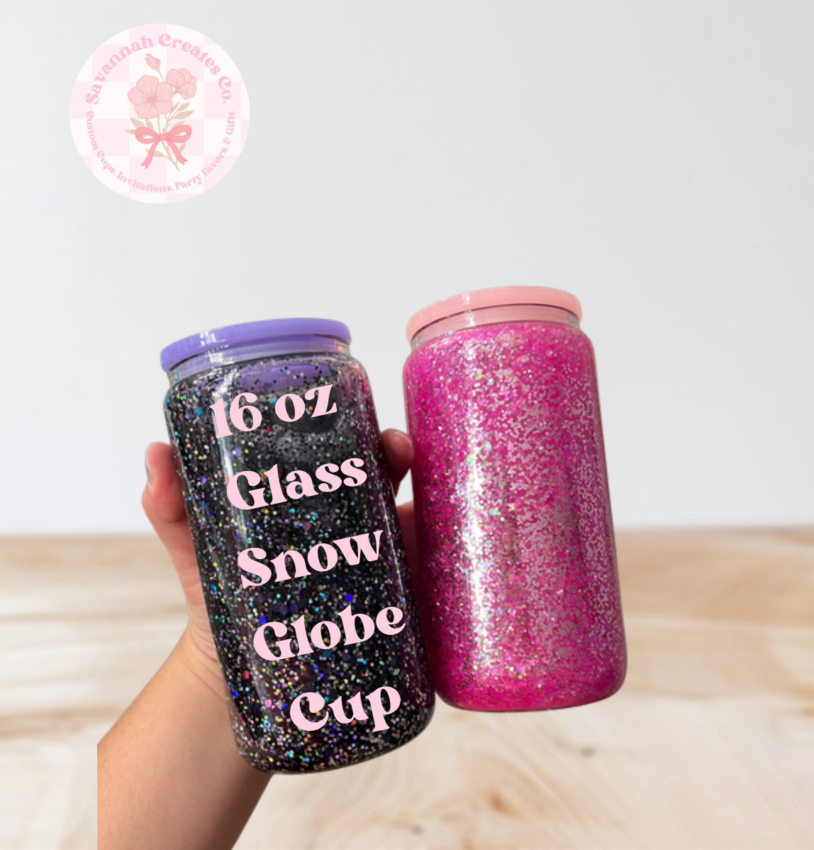 16 oz Glass Snow Globe Cup