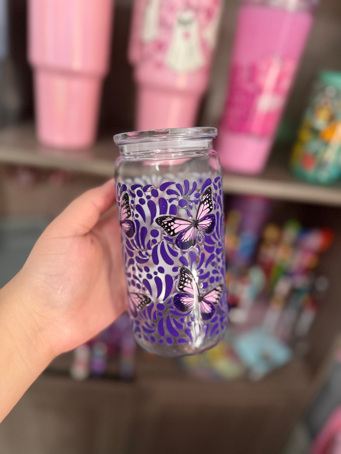 16 oz acrylic butterfly cup