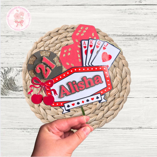 Personalized Casino Birthday Cake Topper | Vegas Poker