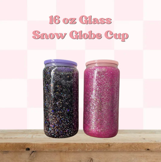 16 oz Glass Snow Globe Cup