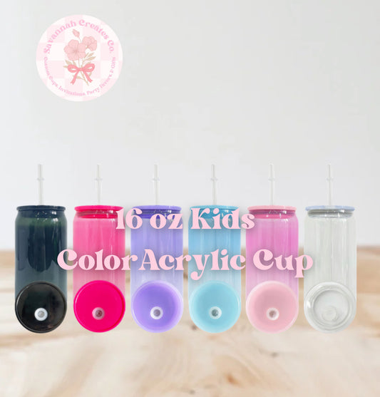16 oz Kids Color Acrylic Cup