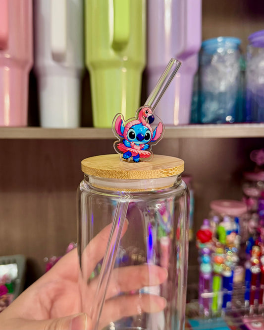Stitch Flamingo Glass Straw