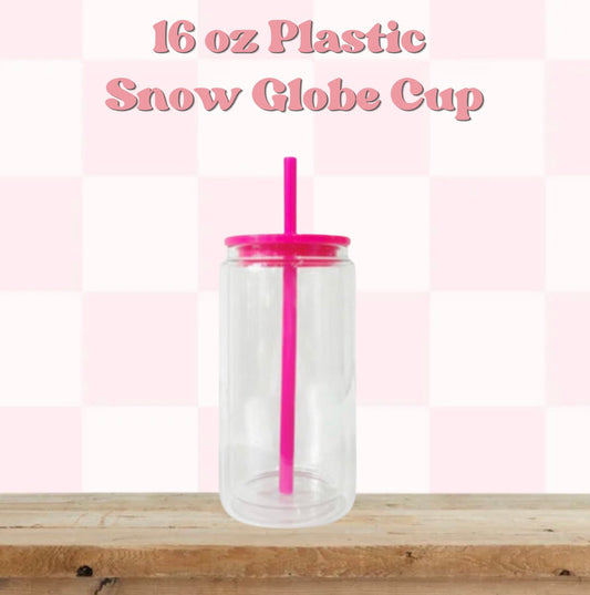 16 oz Plastic Snow Globe Cup
