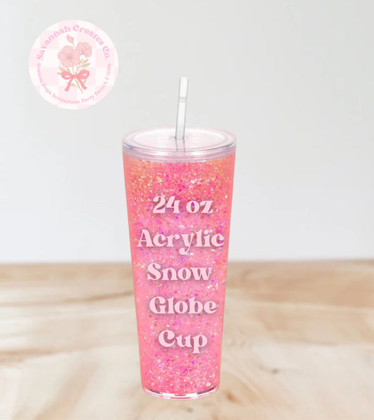 24 oz Acrylic Snow globe cup