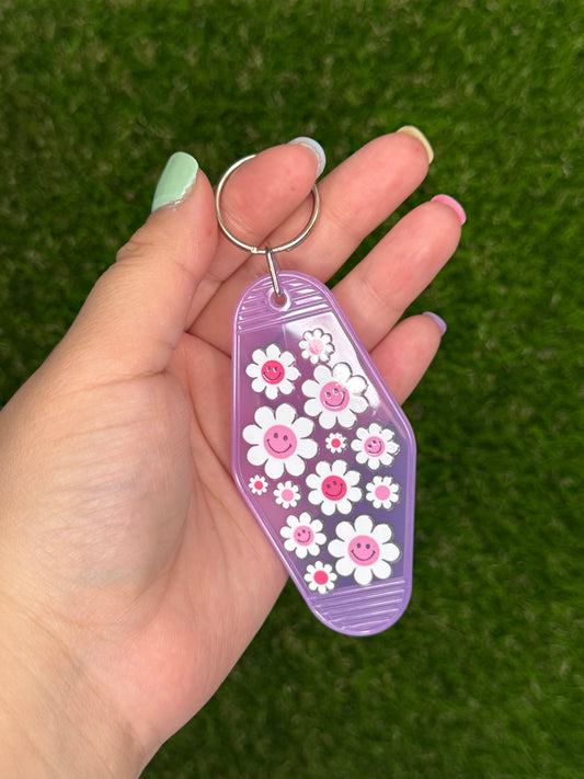 Smiley Flowers Motel Keychain
