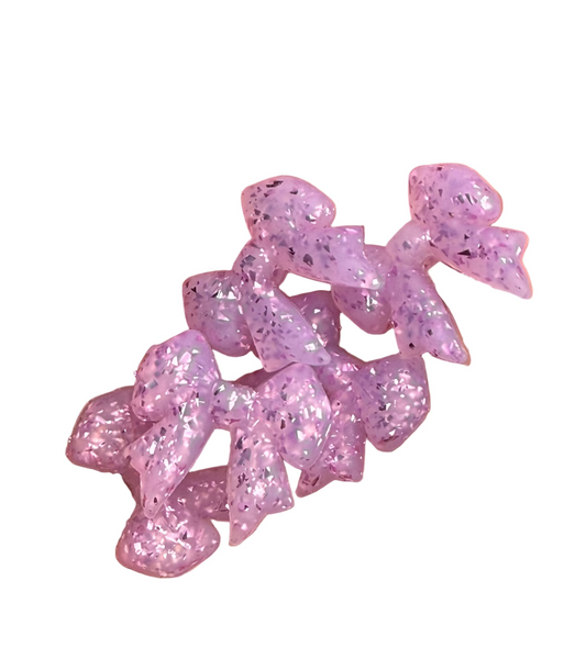 3D Purple Shiny Flake Bow Focal