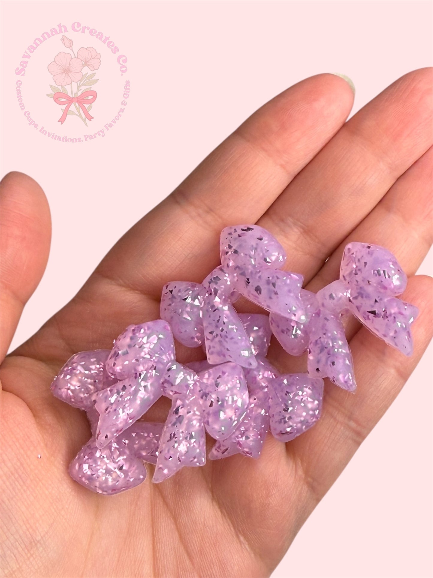 3D Purple Shiny Flake Bow Focal